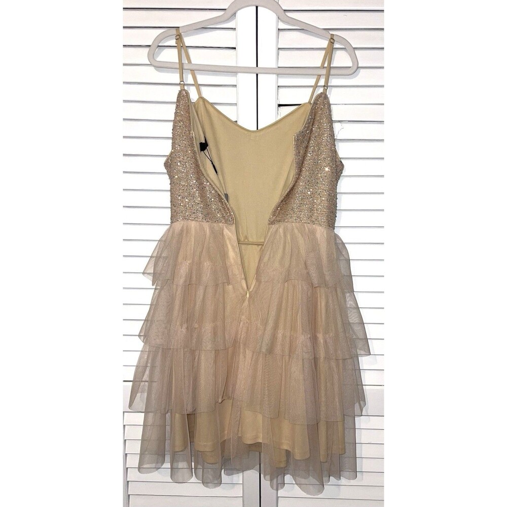 Dressystar Dress Peach Seaquin Adjustable Strap Stretch Women’s Size Large - Picture 7 of 9